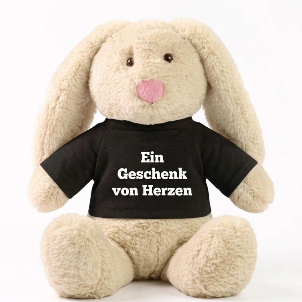 Personalisiertes Kuscheltier Hase Creme, French Navy