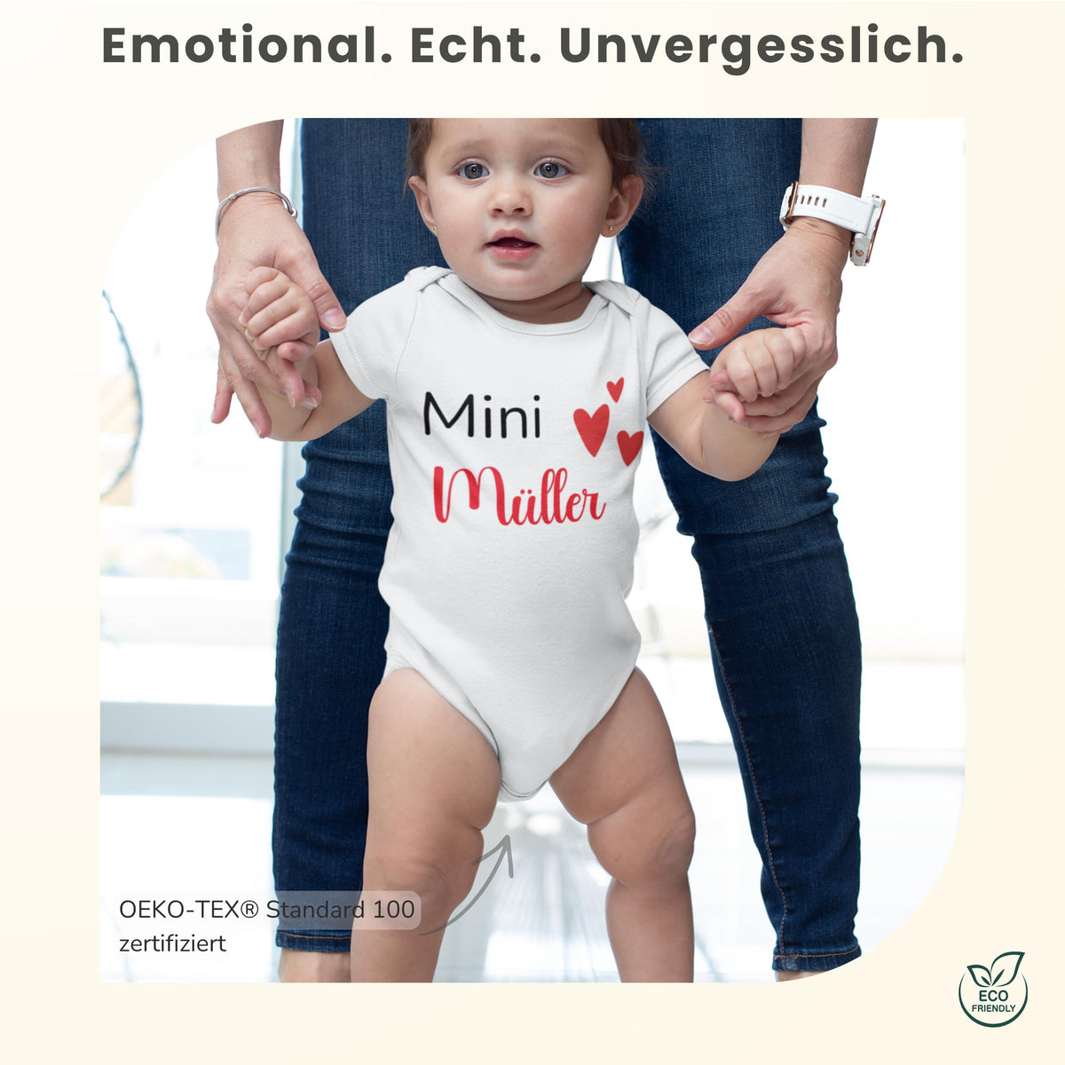 Personalisierter Baby Body mit Namen – Bio-Baumwolle Kurzarm Strampler für Jungen & Mädchen, Geschenk zur Geburt & Taufe, Unisex, kurzarm & langarm Weihnacht