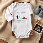 Baby Strampler Body Du wirst Oma & Mein erster Winter | Schwangerschaft verkünden Geschenk Großeltern | Bio-Baumwolle (Kurzarm, Langarm, Strampler)
