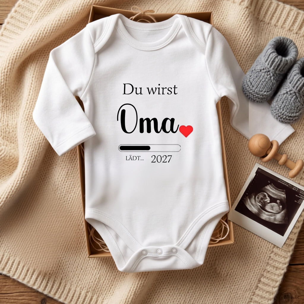 Baby Strampler Body Du wirst Oma & Mein erster Winter | Schwangerschaft verkünden Geschenk Großeltern | Bio-Baumwolle (Kurzarm, Langarm, Strampler)