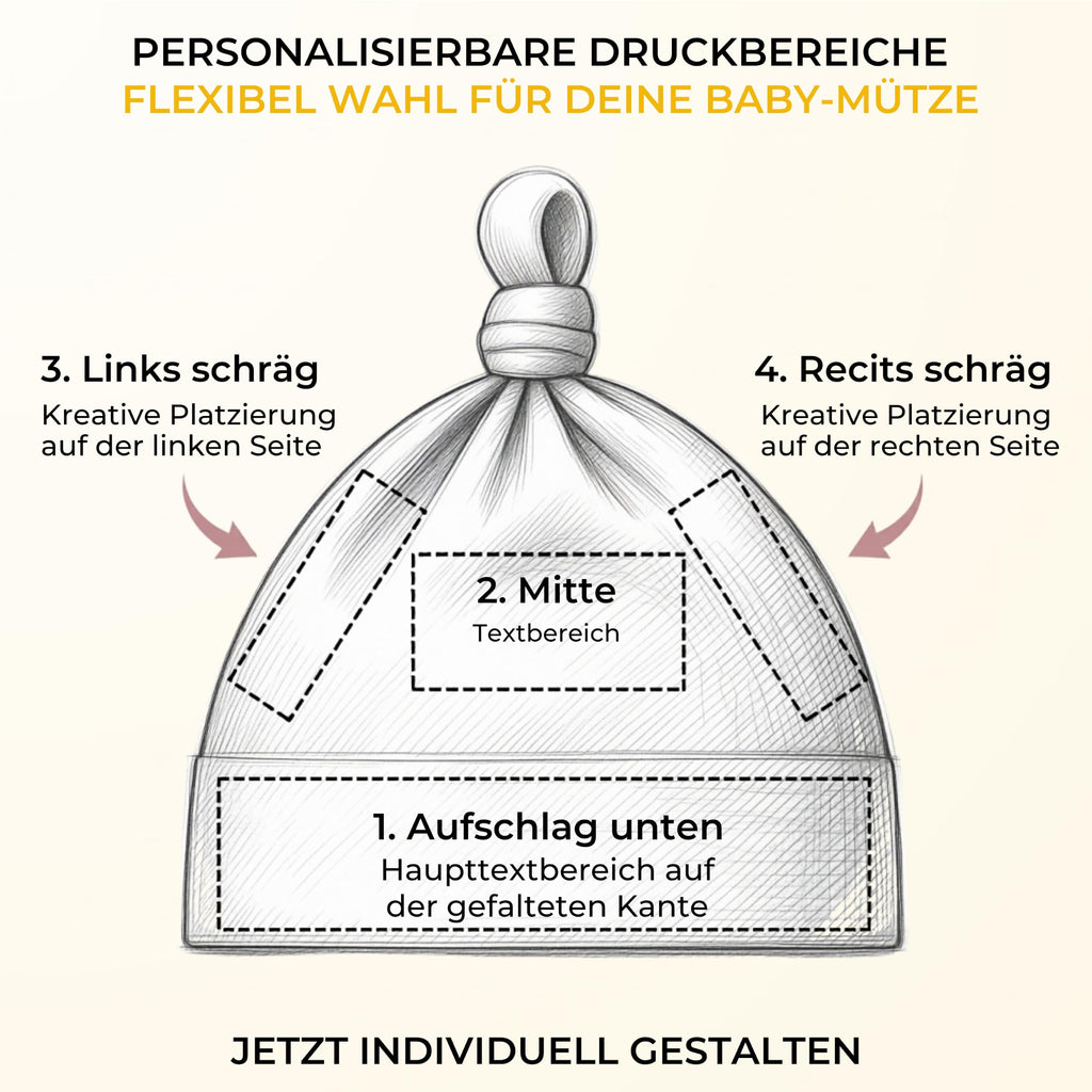 Baby mütze mit Namen Personalisiert babymütze – Knotenmütze für Neugeborene (0–9 Monate / 19 cm) aus Bio-Baumwolle| Geschenk zur Geburt | Für Mädchen & Jungen