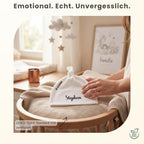 Baby mütze mit Namen Personalisiert babymütze – Knotenmütze für Neugeborene (0–9 Monate / 19 cm) aus Bio-Baumwolle| Geschenk zur Geburt | Für Mädchen & Jungen