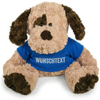 Personalisiertes Hund Kuscheltier mit Namen, Weiß,Plüschtier mit bedrucktem Mini T-Shirt, Individuelles Geschenk zur Geburt, Taufe & Geburtstag