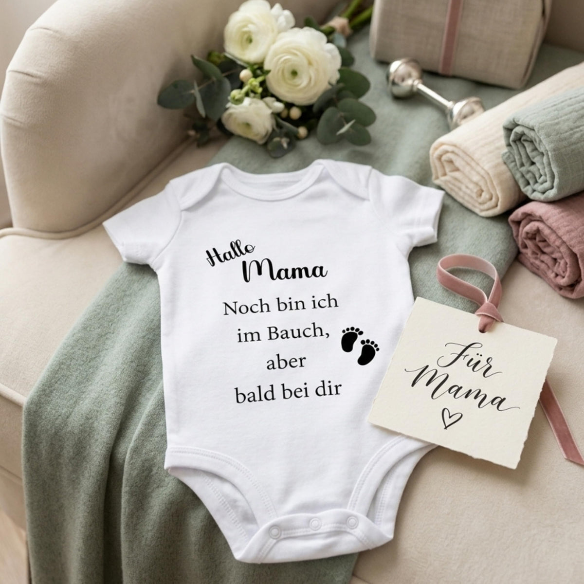 Baby Body – Schwangerschaftsverkündung Strampler – Mama, Papa, Oma & Opa- sprüchen – Kurzarm bio Baumwolle Unisex - Geschenk zur Geburt & Baby Ankündigung neugeborene Geschenk (50-56)
