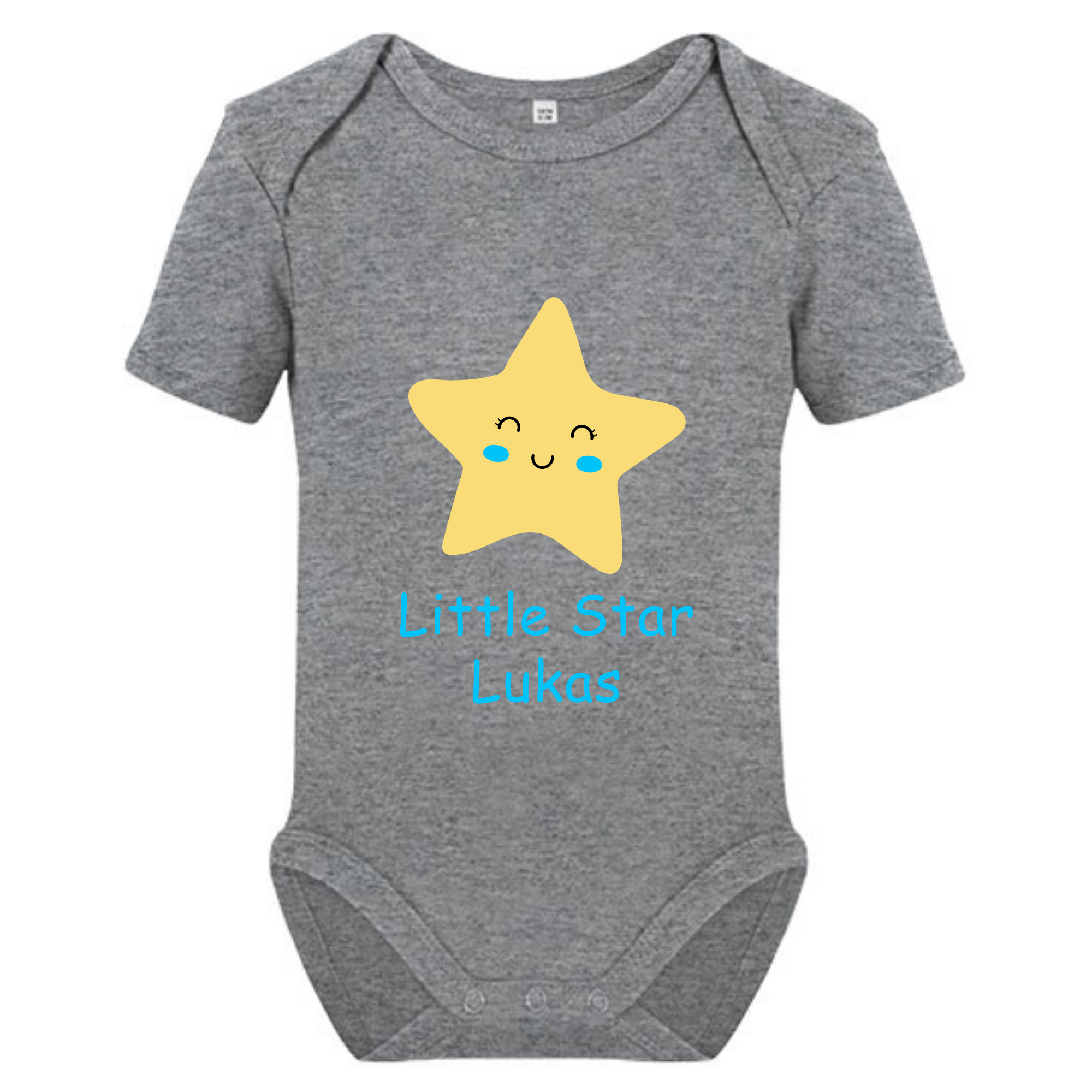Little Star Baby Body mit Wunschname – Bio Baumwolle