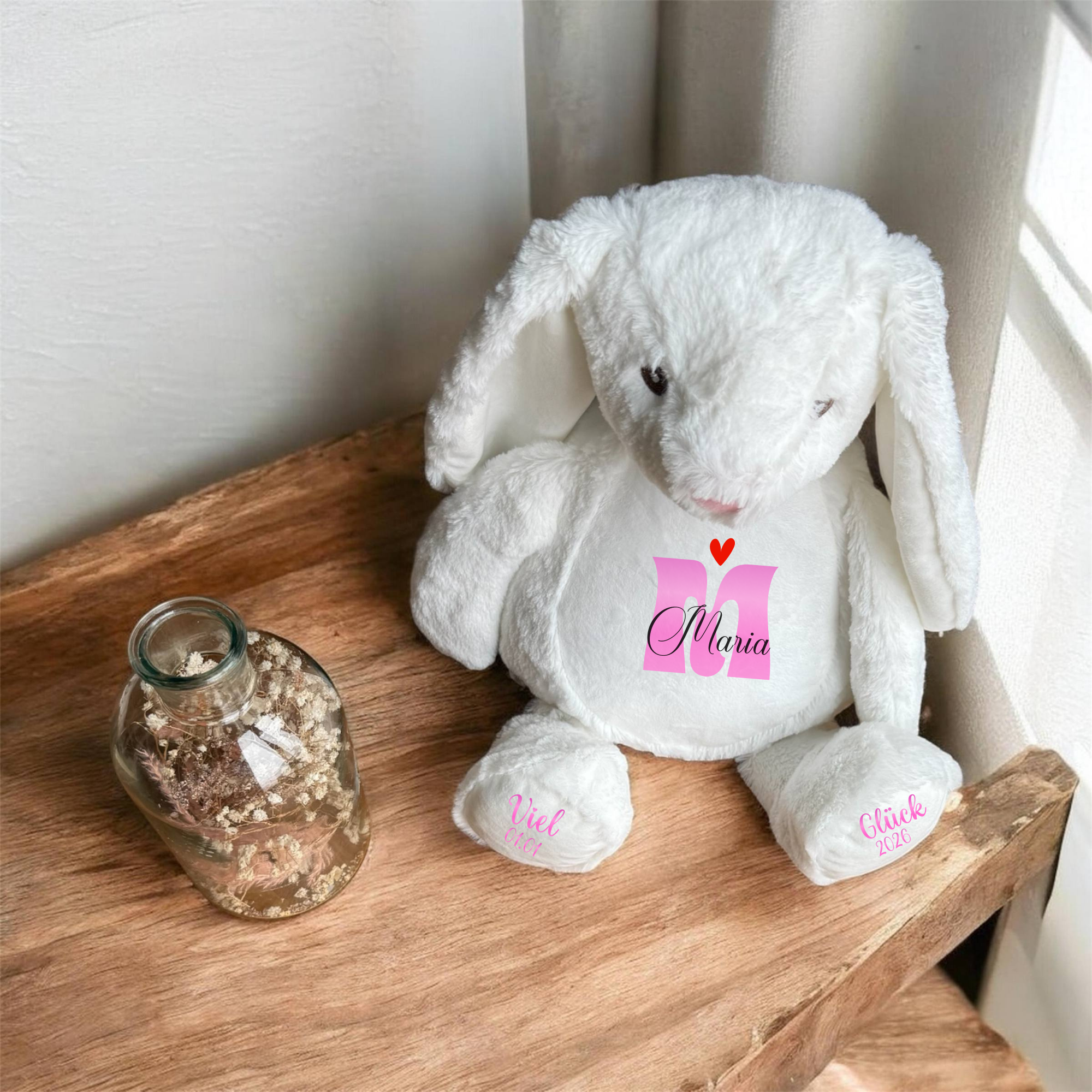 Zippie Bunny mit Wunschname – Personalisiertes Baby Geschenk