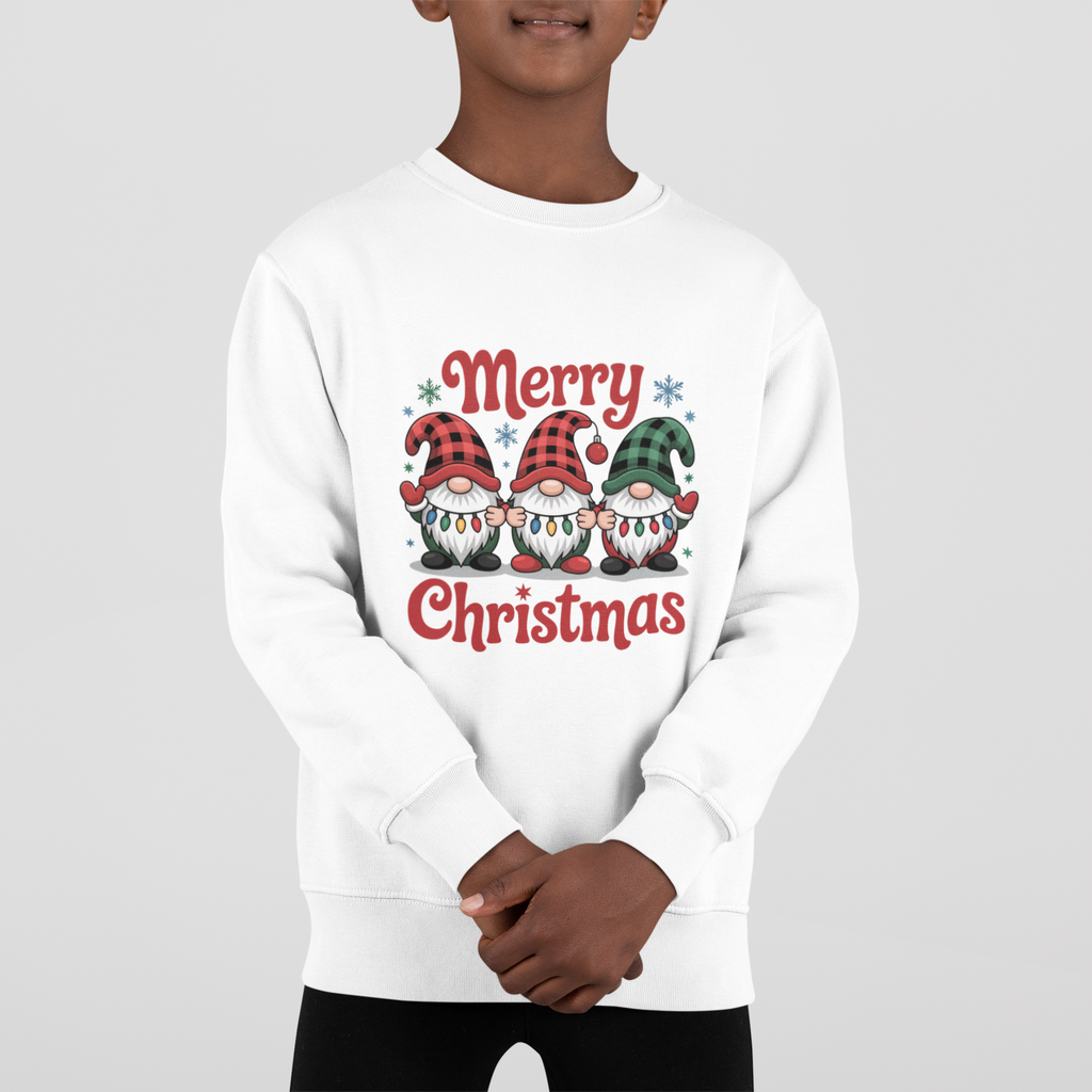 Merry Christmas Gnomes – Kinder Crewneck Sweatshirt (Warm & Cozy)