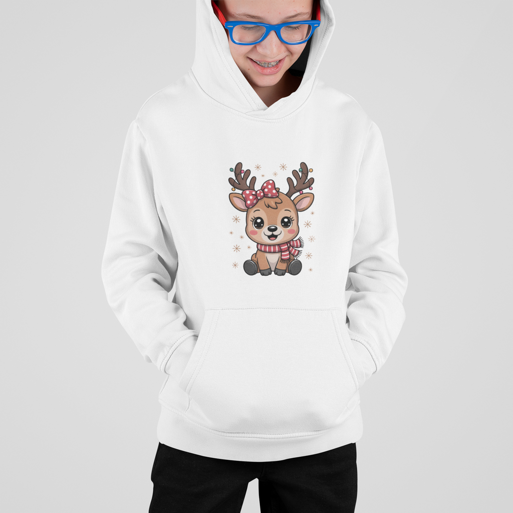 Cute Reindeer – Kinder Sweathoodie für Weihnachten mit Rentier-Print